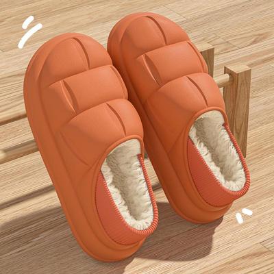 Pantofole da interno impermeabili in peluche autunno e inverno 2024, suola spessa, cotone confortevole, unisex.