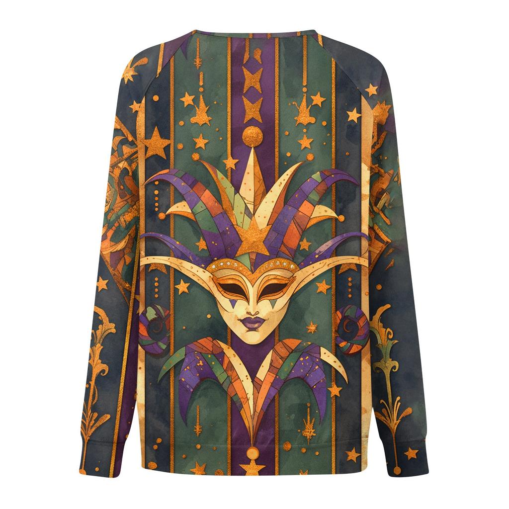 Rundhals Langarm Sweatshirts für Damen Druck Grafik Top Lässig Basic Oberteile Pullover