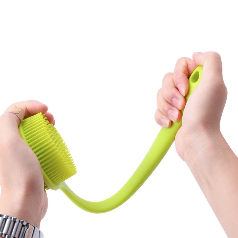 Silicone Bath Brush Long Handle Shower Scrubber with Massage Points for Deep Cleaning