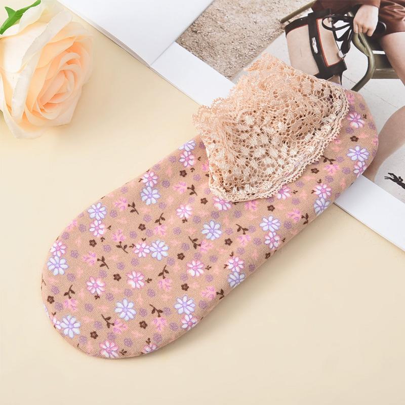 1 Pair Velvet Women Thermal Socks Autumn Winter Low Tube Warm Anti-slip Lace Trim Floor Socks
