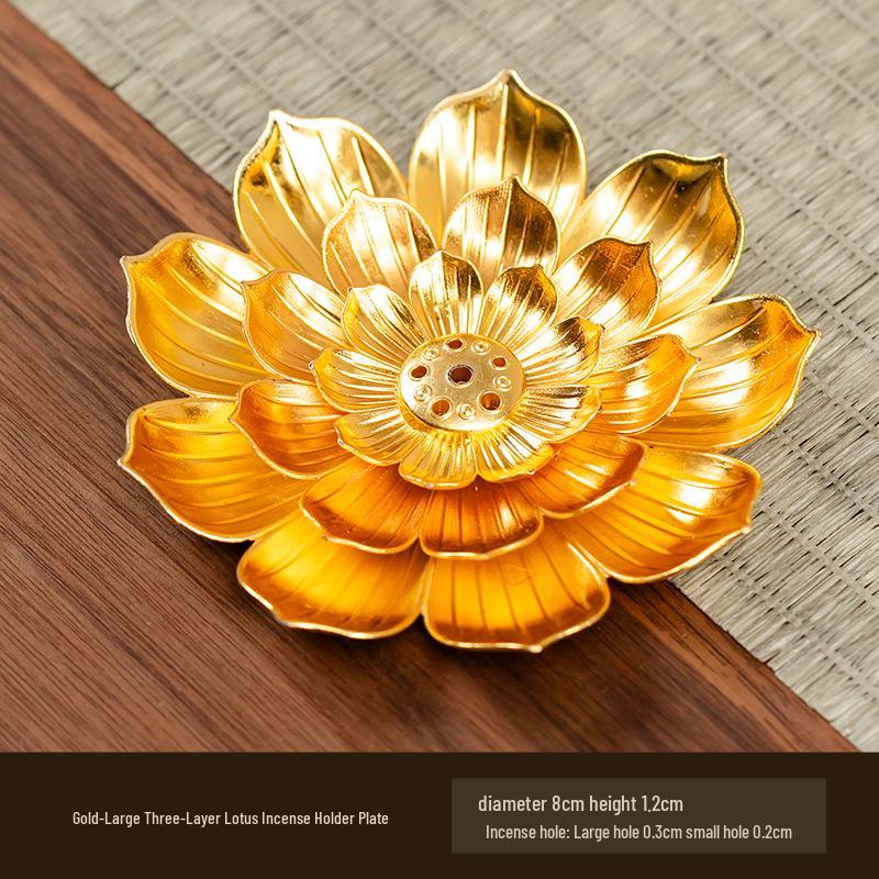 Double-Layer Antique Lotus Incense Burner for Tea Ceremony and Buddha Worship with Multi-Hole Sandalwood Stick Holder.