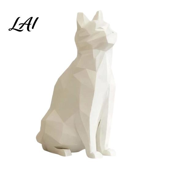 Modern Cat Figurine Geometric Figurine 3D Printed Low-Poly Sculpture Minimalist Statue Artistic for Home Table Shelf Decoration Durable
