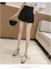 2024 Women's A-Line High Waist Wide Leg Black Shorts for Spring, Summer & Autumn