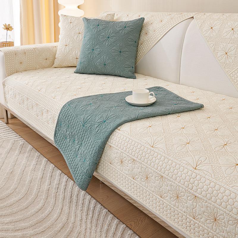 Frühlingsgewaschenes Sofakissen aus Baumwolle, universeller Rückenlehnenbezug, rutschfest, einfacher Sofabezug, Kissen für alle Jahreszeiten