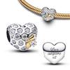 New 925 Silver Charms Heart Bee Flower key Lock Earrings Rings Beads Bracelets Necklaces Womens DIY Jewelry Gift