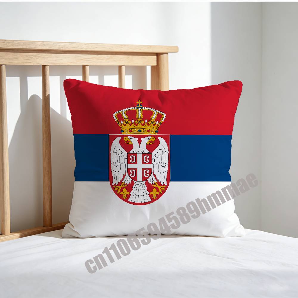 For Serbia Serbian Coat Of Arms Throw Pillow Case Sham 45X45Cm 40X40Cm Square Car Pillowcase Pad Cushion Cover