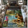 Masha and the Bear Crystal Velvet Rug, Soft Anti‑Slip Crystal Velvet Carpet for Living Room Bedroom Home Decor