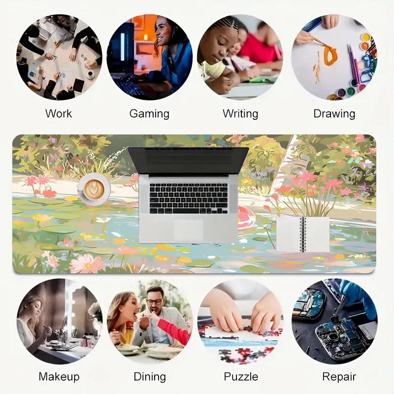 Cat Float Xl Gaming Mouse Pad Nonslip Rubber Base Stitched Edge Waterproof Desk Mat For Pc Laptop Gamer Office Computer Accessories C929149