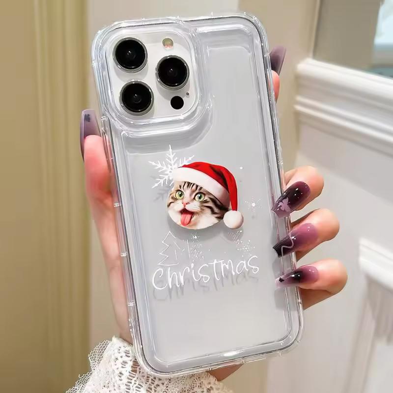 Ins Cute Snowflake Christmas Tree Design Phone Case for iPhone 17 16 15 14 13 12 11 PRO MAX AIR 7 8 PLUS X XS XR Y2K Clear Cover