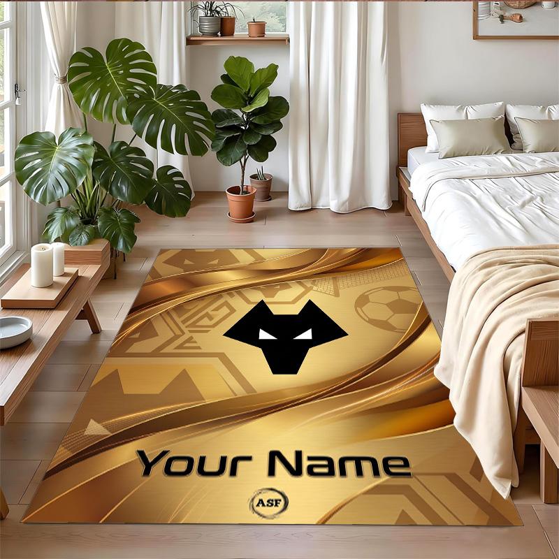 Crystal Velvet Rug Custom Name Text, Soft Non Slip Floor Mat Home DecorWolverhampton Wanderers Football