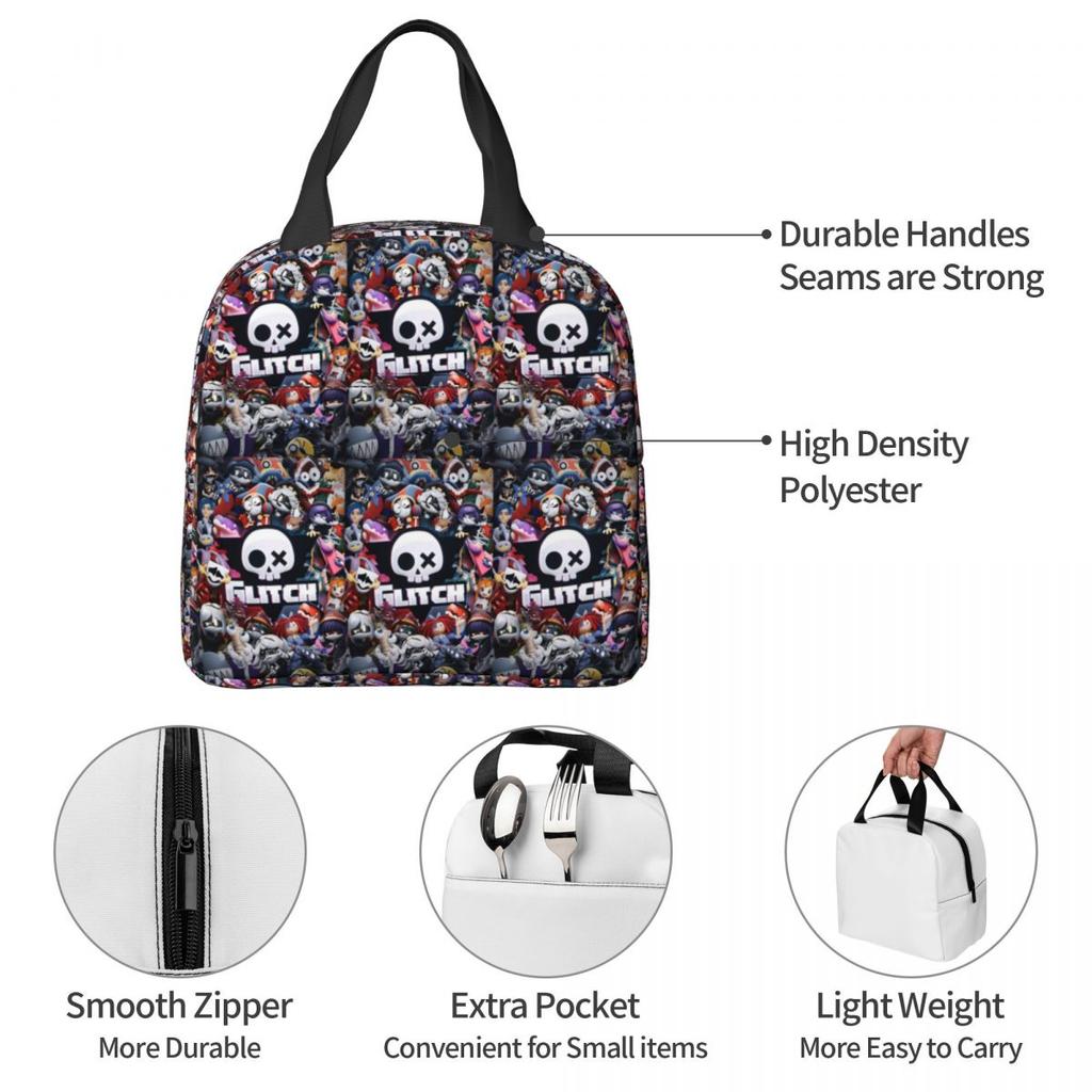 Chibis Murder Drones Uzi Doorman Fuzzy Insulated Lunch Bag for Women Office Cooler Thermal Food Box Tote Lunch Boxes Container