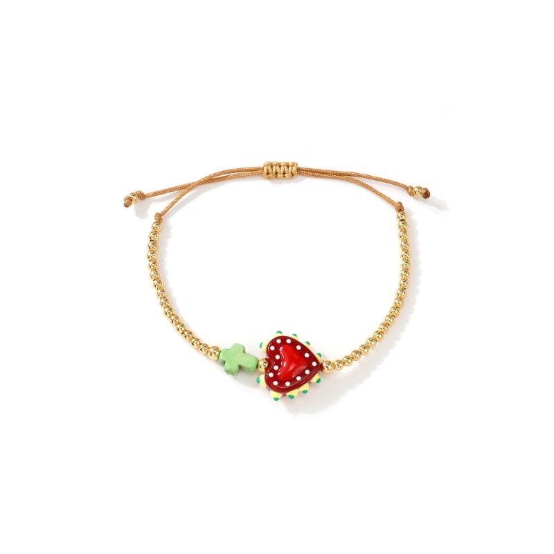 Stilvolles buntes Kruzifix und Herz-Anhänger-Armband Verstellbare Handgelenkkette Für den täglichen Gebrauch Perfektes Geschenk für Frauen