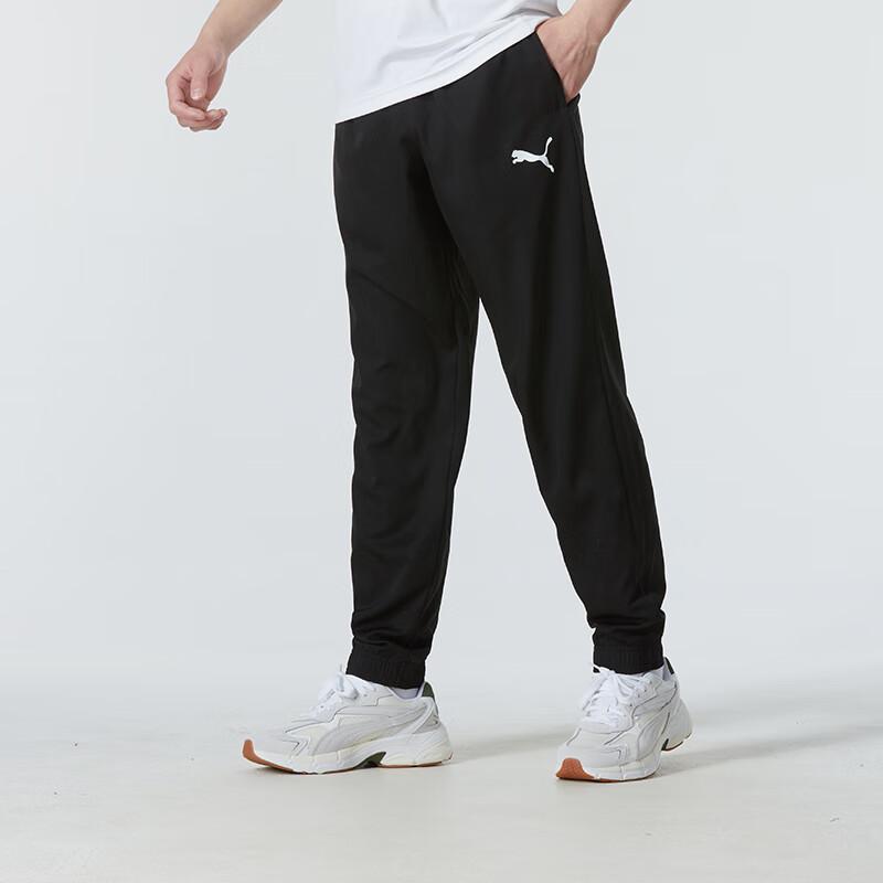 Puma Solid Color Casual Comfortable Breathable Mid Waist Knitted Sports Pants Men Bottoms Black 685639-01
