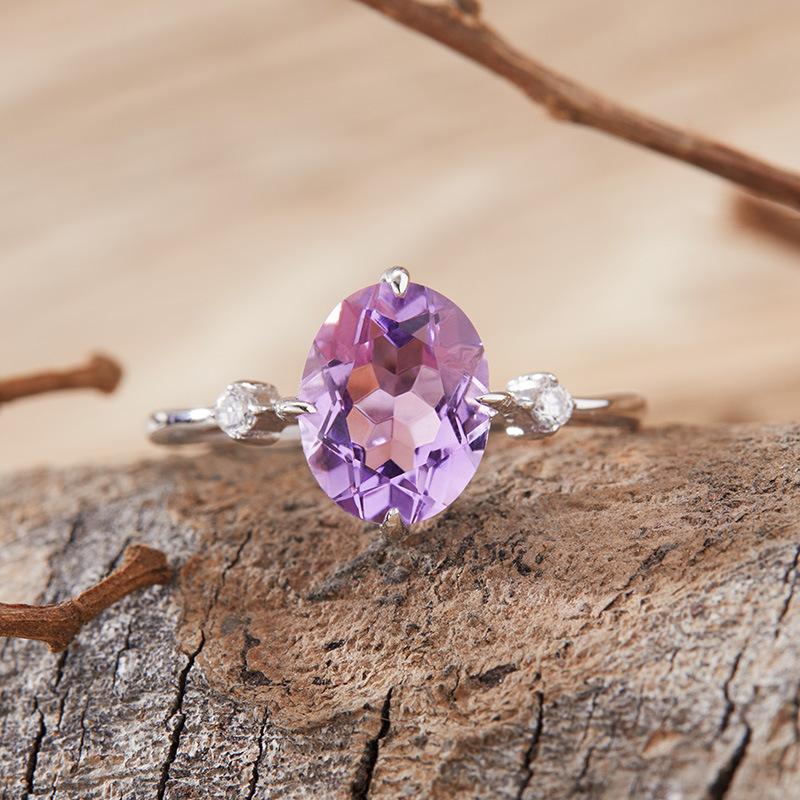 

Natural Amethyst Citrine Ring Women S S925 Sterling Silver Colored Treasure Jewelry Xiaohongshu Earrings