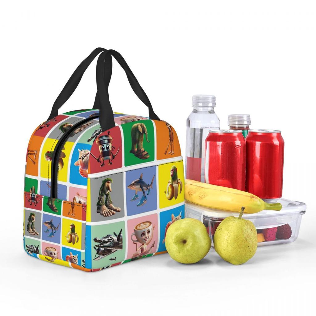 Italian Brain Rot Anomaly Insulated Lunch Bag for Women Office Cooler Thermal Food Box Tote Portable Lunch Boxes Container