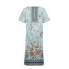 Women's Summer Casual Printed V-Neck Short-Sleeve Swing Dress