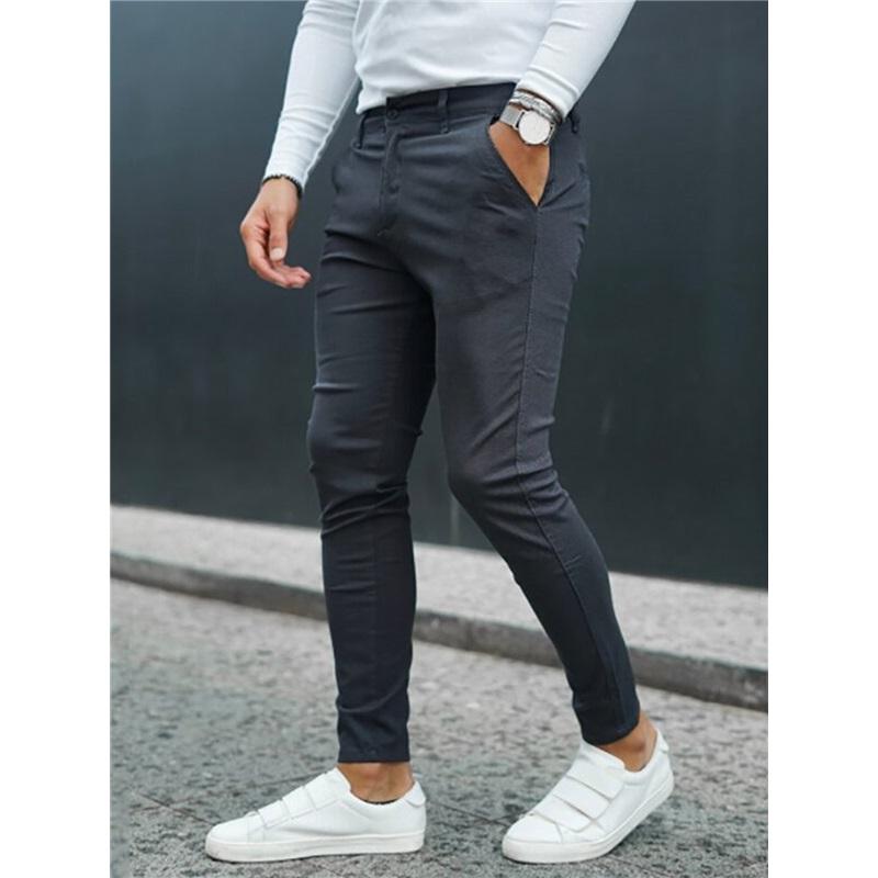 European And American Autumn And Winter Men's Printed Casual Fashion Striped Mid-waist Pencil Pants Slim Pants