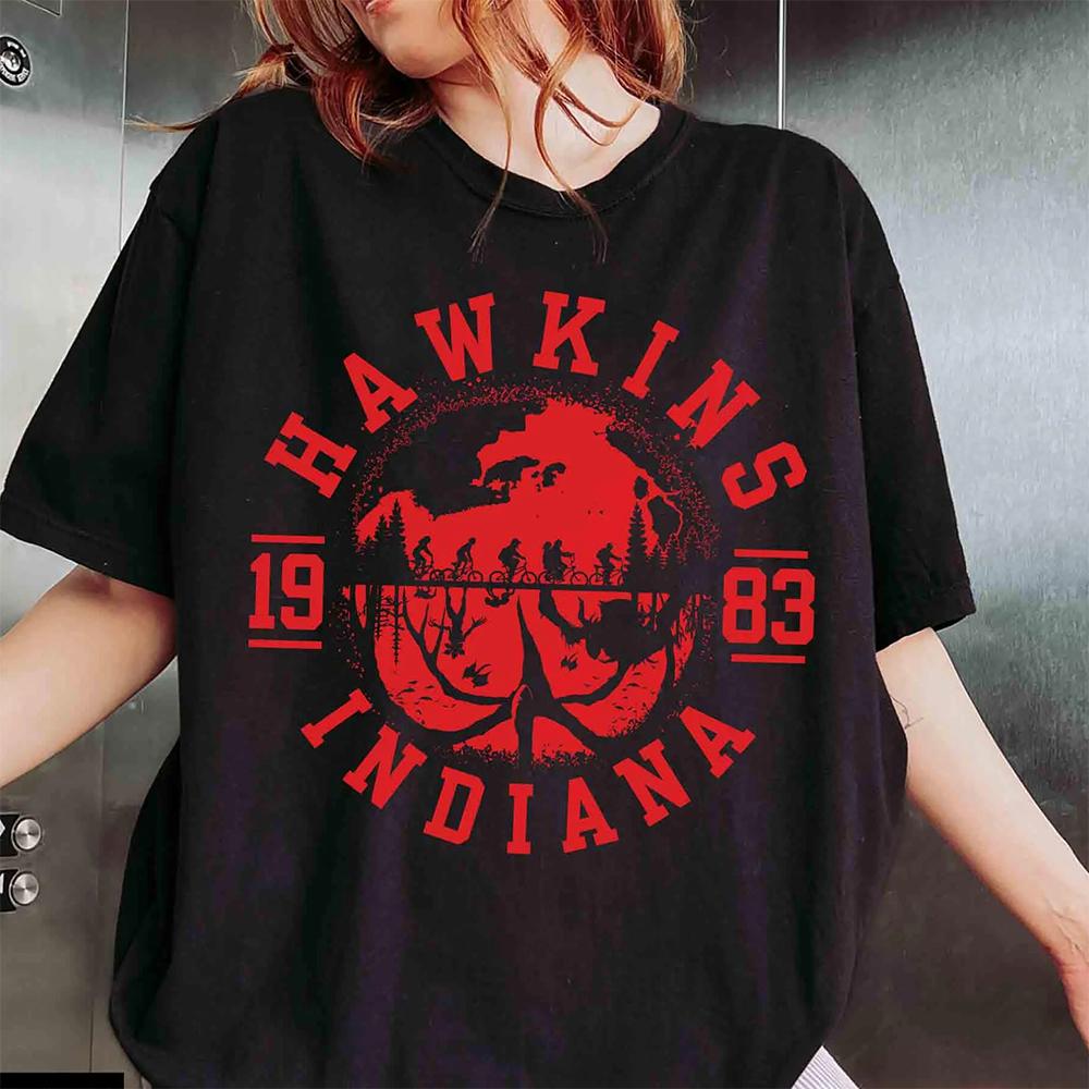 Hawkins 1983 Indiana Shirt Upside Down Shirt Movie Lover Shirt Movie Fan Gift Womens Fashionable Casual And Comfortable TShirt