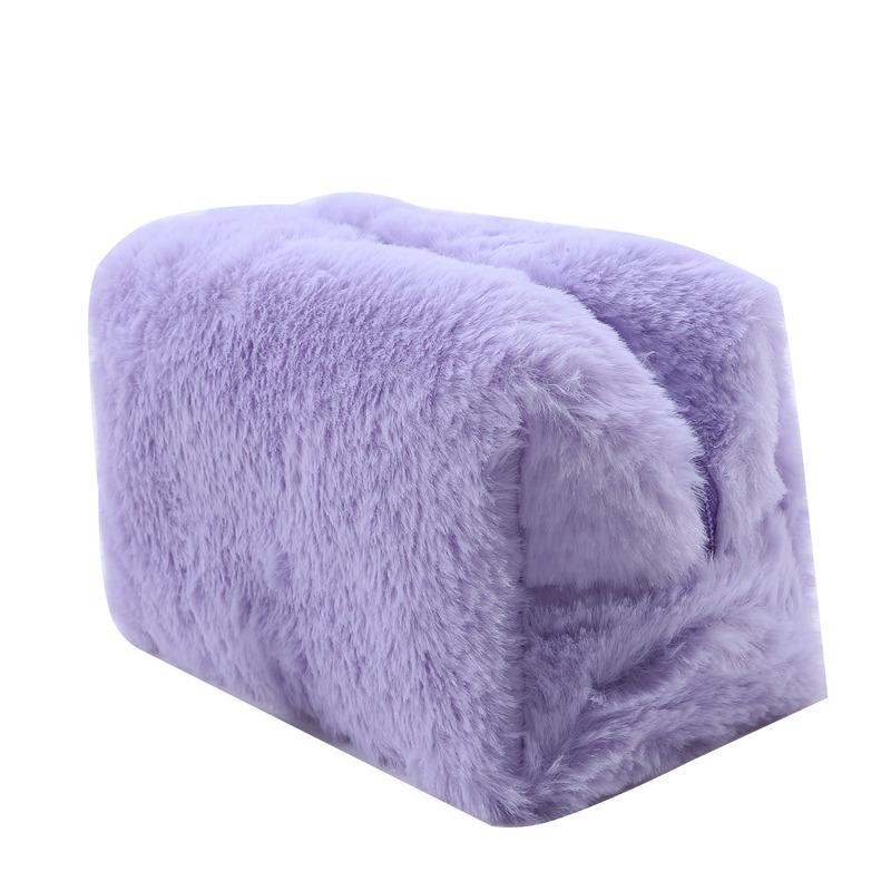 Fur Makeup Bags for Women Soft Travel Cosmetic Bag Organizer Case Young Lady Girls Make Up Case Necessaries 1 Pc Solid Handbags