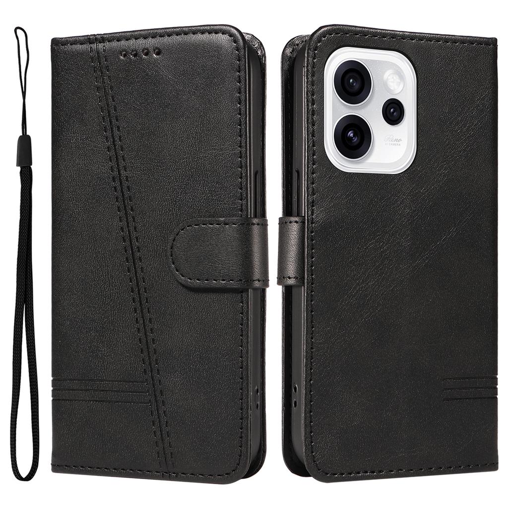 Luxury Line Card Solt Wallet Flip Leather Phone Case For OPPO Reno 13 14 15 13F Find X8 Pro kickstand Bag Book Strap Cover