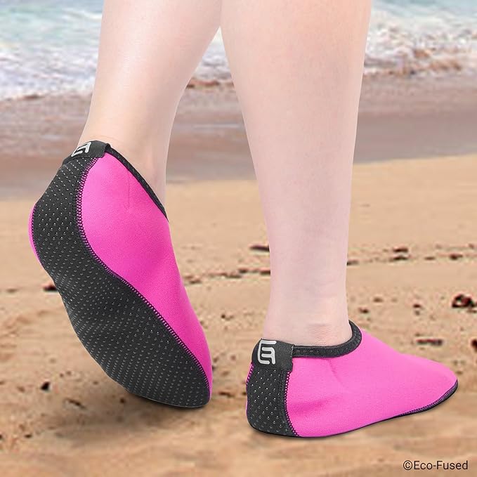 SEASOLES Pink Water Shoes Anti-Slip Quick-Dry Lightweight Soft Beach Sandals for Women Kids Size 30-33