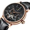 KINYUED Herren Luxus Original Marken Uhren Herren Skelett Tourbillon Mechanisch Automatisch Analog Uhr für Mann Wasserdicht Armband