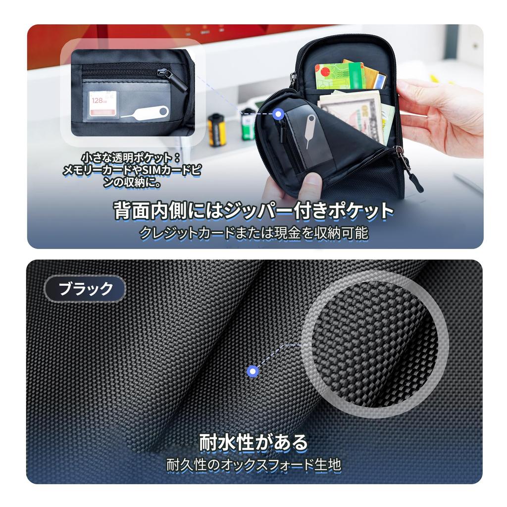 KIWIFOTOS Vision Pro Husă de protecție pentru smartphone Husă pentru smartphone pentru telefon mobil Obiect mic Umăr Crossbody Exterior Carabină Geantă neagră, Husă,