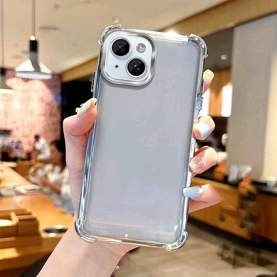 Airbag Shookproof Lens Case For Apple iPhone 16 15 14 13 12 11 Pro Max Plus Mini 16E X XS XR Plating Silicone Back Clear Cover