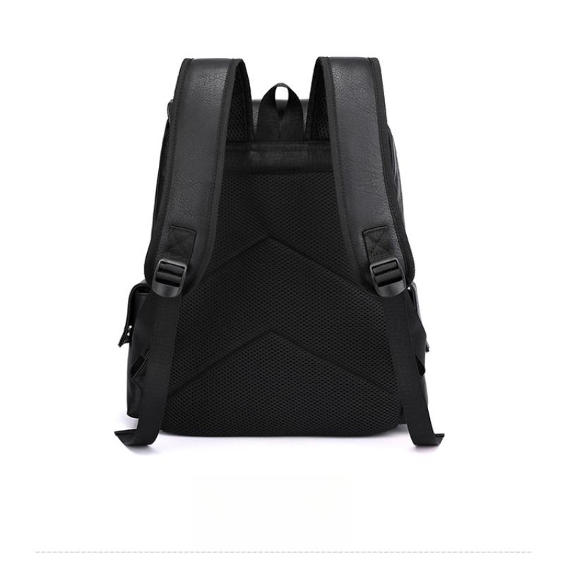 Men Backpack PU Leather Bagpack Large Laptop Backpacks Male Black Schoolbag For Teenagers Boys