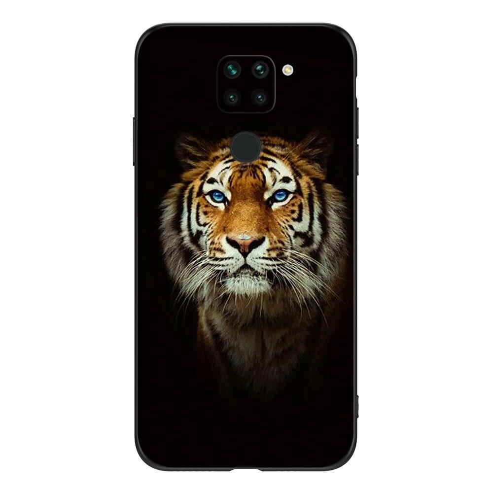 For Xiaomi Redmi Note 9 Global Phone Back Cover  Black Tpu Case Lion Wolf Tiger Dragon
