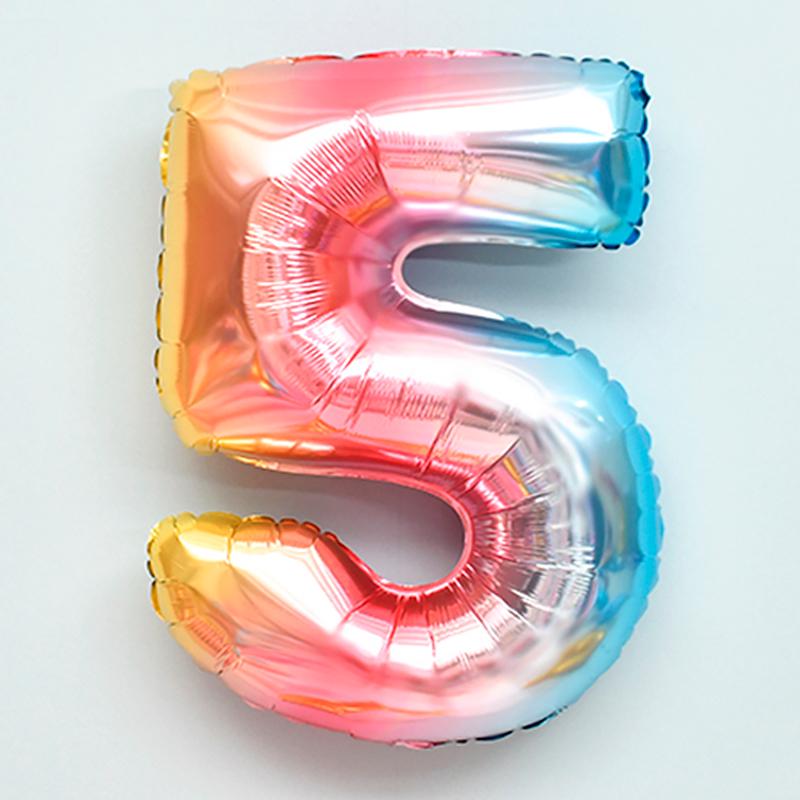 Color Gradient Number Balloon - Aluminum Decorative for Birthdays, Weddings, Festivals