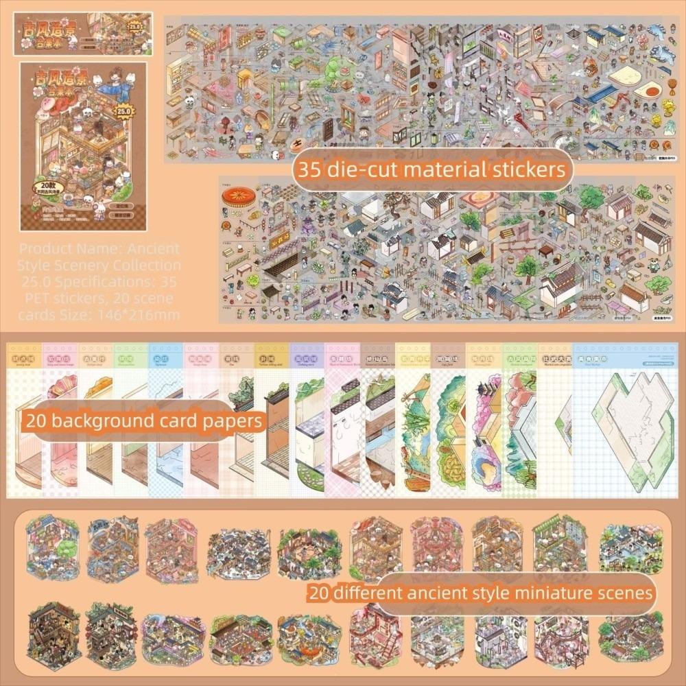 Cabin Scene 3D Miniature Scenery Stickers Miniature House Landscape Sticker Book Creative Craft