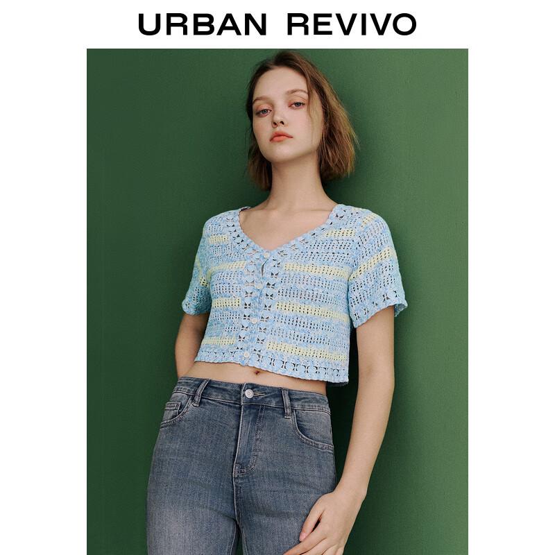 UR Women's Hollow Floral Short Sleeve Knit Cardigan