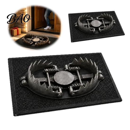Non Slip Indoor Outdoor Mat 3D Bear Trap Rug, Funny Optical Illusion Entrance Non-slip Rug Prank Door for Front Entryway Bedroom Decor Creative Floor
