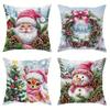 Cute Santa Claus Snowman Garland Pillowcase Christmas and New Year Gift Suitable for Home Room Living Room Sofa Cushion Cover