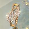 Cute Female White Zircon Stone Tree Leaf Ring Gold Color Engagement Charm Wedding  For Women