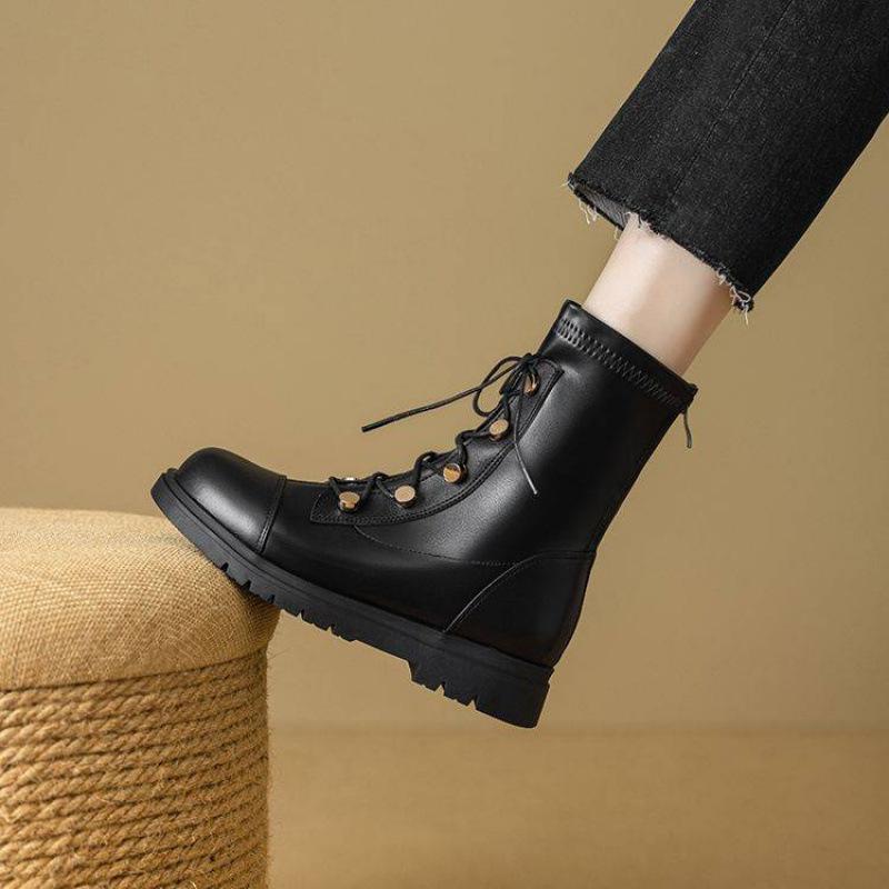 

Осенне-зимние рыцарские сапоги для девочек, однотонные из лакированной кожи, детские сапоги, студенческие сапоги для девочек, резиновая толстая подошва, нескользящие полусапоги 39 (inner length 24.5cm)