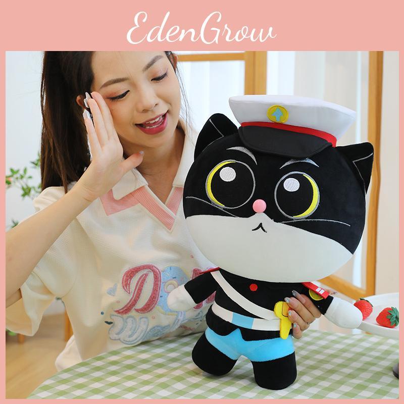 Black Cat Adorable Sheriff Plush Toy Cuddly Sleep Buddy Kids Bedtime Doll Gift