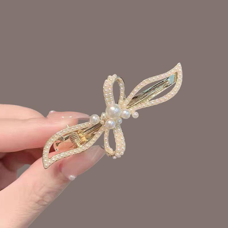 Elegant 2025 Korean Bow Pearl Rhinestone Hair Clip - Internet Celebrity Style
