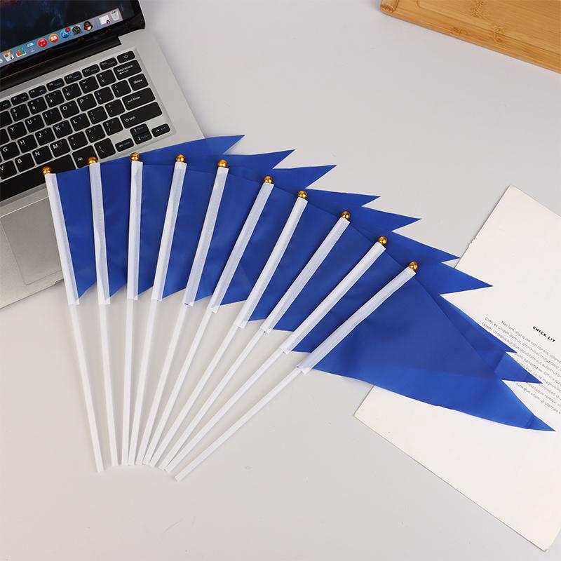 10 Buc. Steaguri Triunghiulare Colorate Cu 10 Bastoane de Steag din Plastic Steaguri Mici Colorate Portabile Pentru Marcarea Grădinii Gazon Curte Consumabile