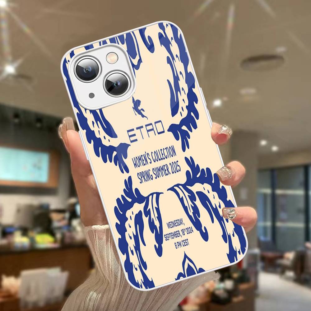 Classic Design E-Etro For IPhone 14 13 12 Mini 11 Pro XS Max X XR 14 Plus Tempered Glass Cover