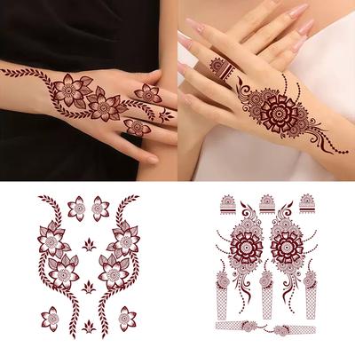 Red Lace Flower Wicker Hand Back Indian Male Female Tattoo Sticker Tattoo