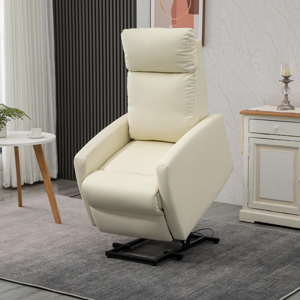 Poltrona Relax Lift People Electric Recliner Chair 145 Degree With Remote Control Footrest 67x95x105 Cm Cream