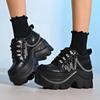 Punk Klobige Sneaker für Damen Schwarz Kettendekor Plateau Sportschuhe Frau Dicke Sohle Rutschfest Punk Sneaker Übergröße