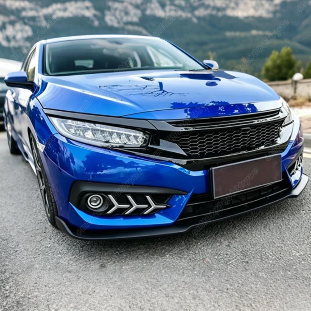 For Honda Civic X FC FK 10th Gen 2016 2017 2018 2019 2020 2021 Car Front Spoiler Splitter Lip Body Decoration Modification Kit