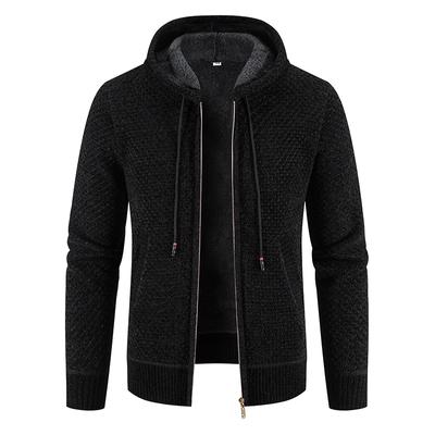 High Quality Winter Men Cardigan Sweater Thick Warm Hooded Casual Sweatercoat Mens Solid Zipper Knitted Cardigan Sweaters Men