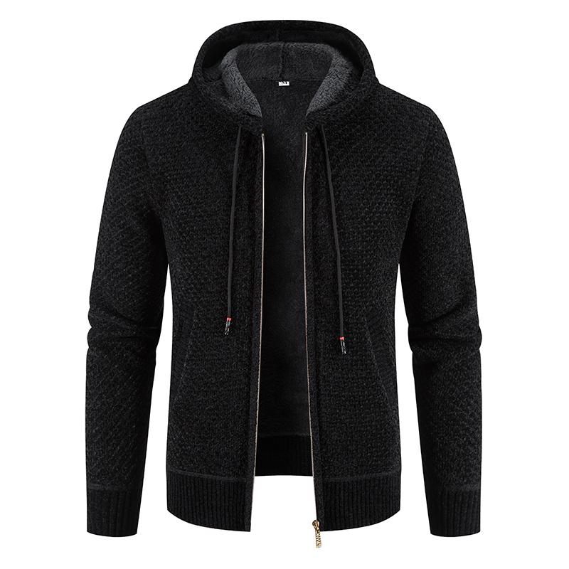 High Quality Winter Men Cardigan Sweater Thick Warm Hooded Casual Sweatercoat Mens Solid Zipper Knitted Cardigan Sweaters Men