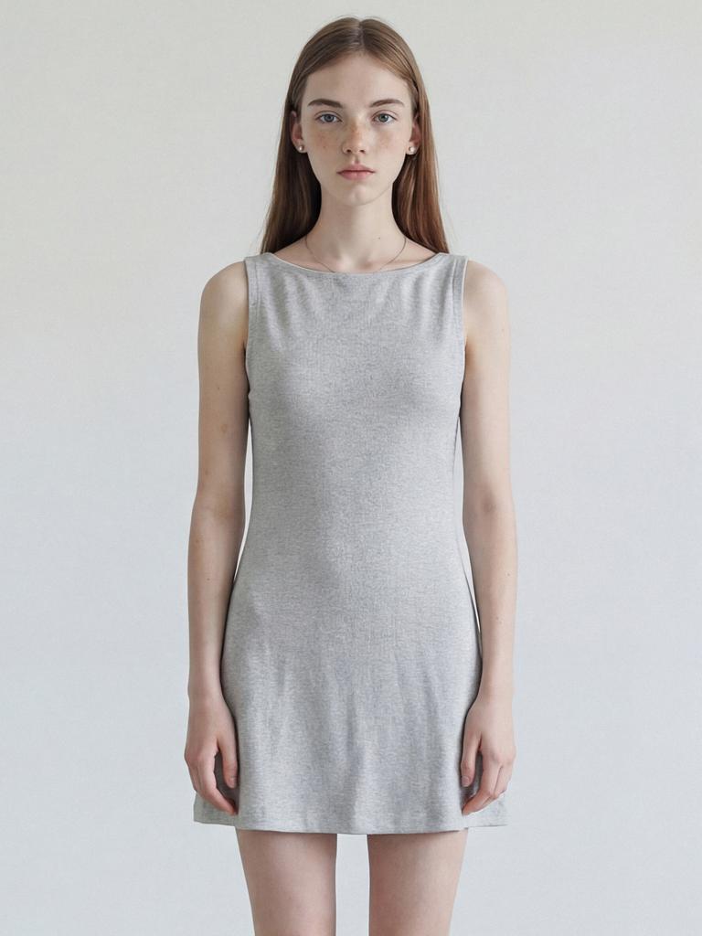 Stay With Me Cotton Jersey Mini Dress_Melange Grey