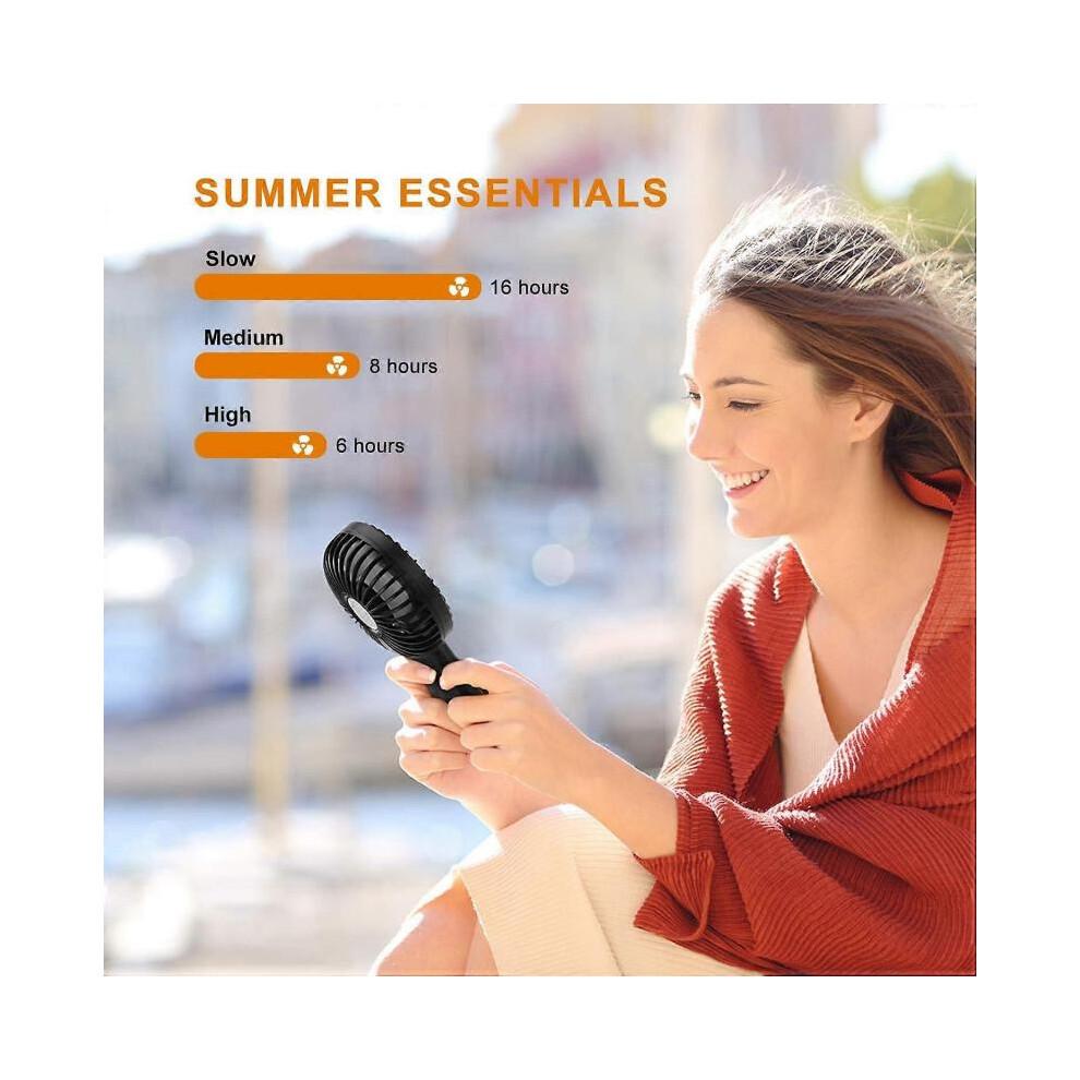 Mini Silent Fan, USB Rechargeable Portable Handheld Fan, 3 Wind Speeds, Office Travel Vertically Placed(White)