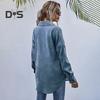 Spring Fall Coat with Chest Pockets Button-down Turn-down Collar Solid Color Corduroy Jacket Loose Casual Outerwear for Travel Work